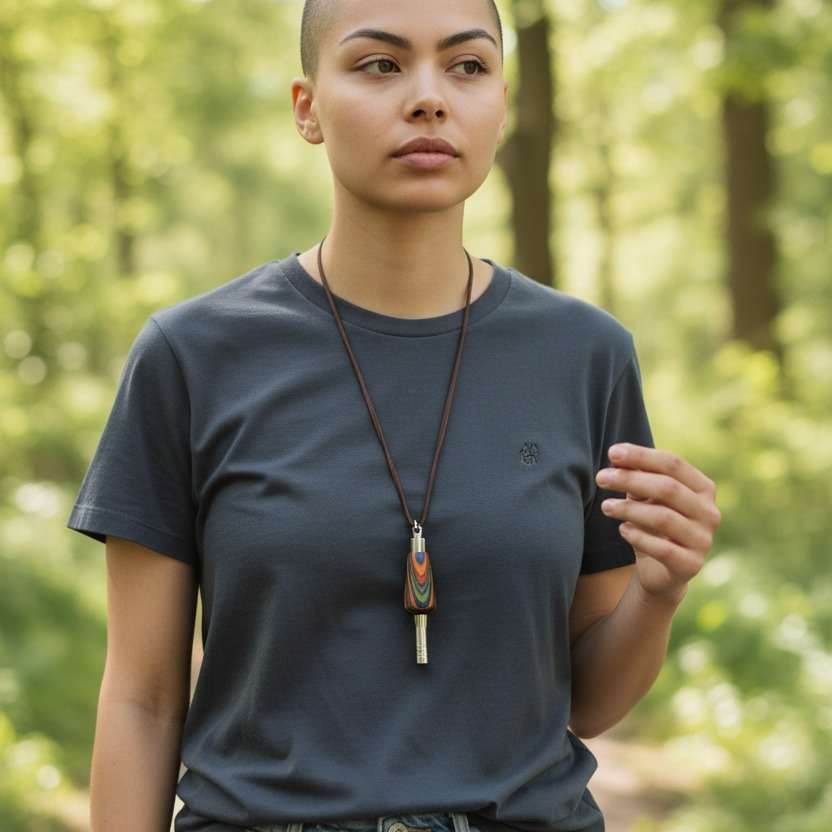 Edle Hundepfeife aus Buntholz und Edelstahl. Aber auch ein Schmuckstück.